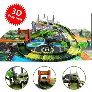 Dinosaur racetrack and mat playset